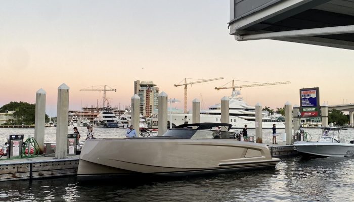 Vanquish VQ45 at the dock